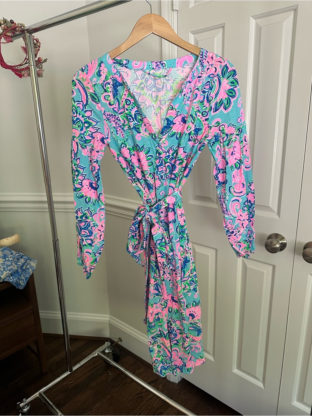 Lilly Pulitzer Kierna Knee Length Belted Dress Blue Horizon Jungle Sunrise